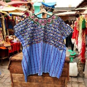 Embroidered Blue Women's Top